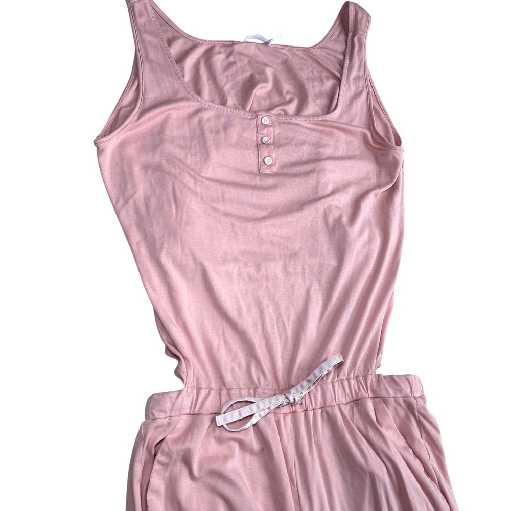 Neiwai Mauve Pink Henley Cutout Wide Leg Jumpsuit Sleeveless Lounge Womens 4
